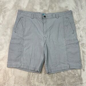 Tommy Bahama Shorts Mens Size 42 Grey Canvas Cargo Flat Front Cotton 9" Inseam
